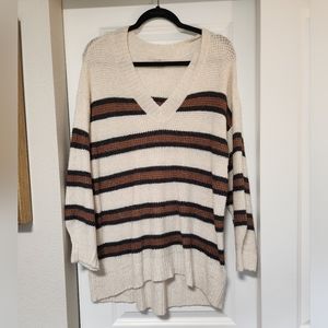 American Eagle V-Neck Striped Sweater